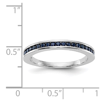 Solid 14k White Gold Simulated Sapphire Band