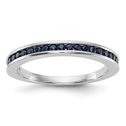 Solid 14k White Gold Simulated Sapphire Band