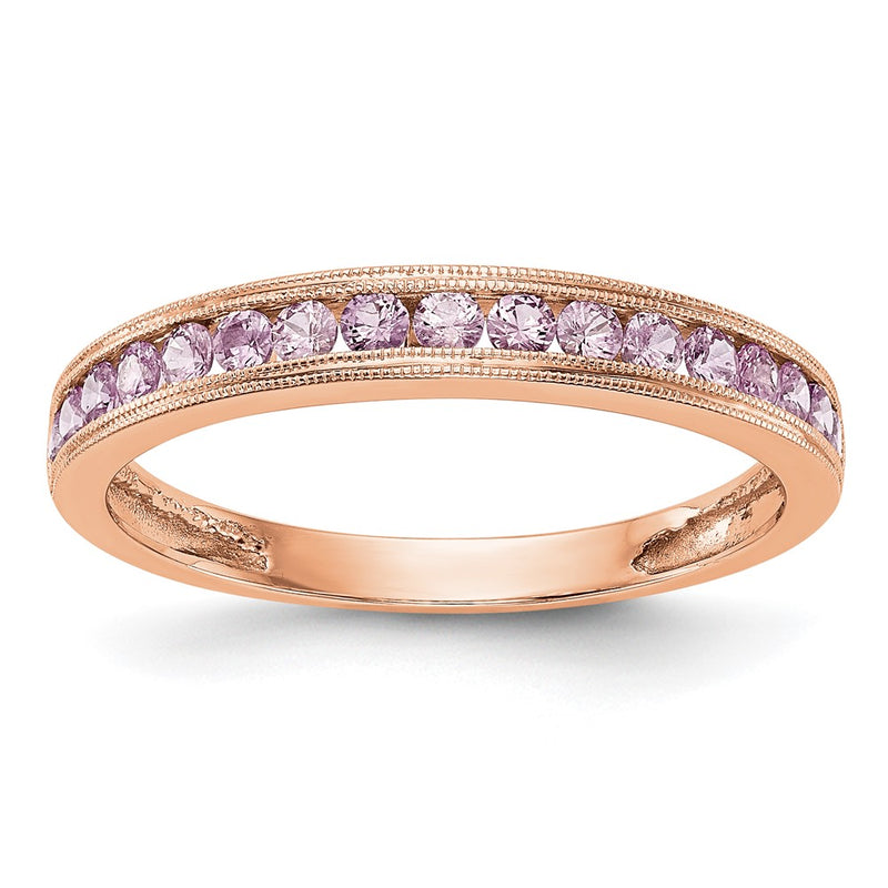 14k Rose Gold Pink Sapphire Band