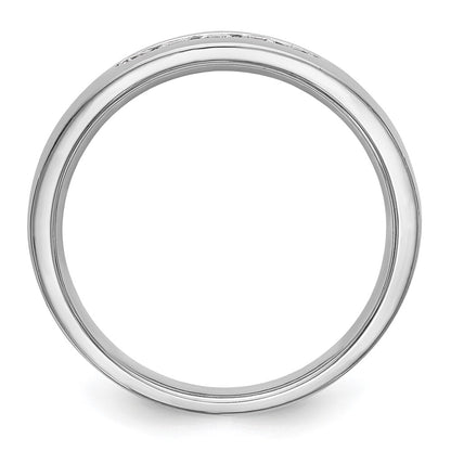 0.25ct. CZ Solid Real 14K White Gold 5-Stone Men's Channel Wedding Band Ring