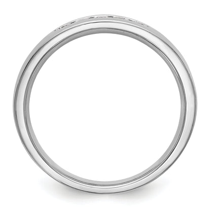 0.25ct. CZ Solid Real 14K White Gold 5-Stone Men's Channel Wedding Band Ring