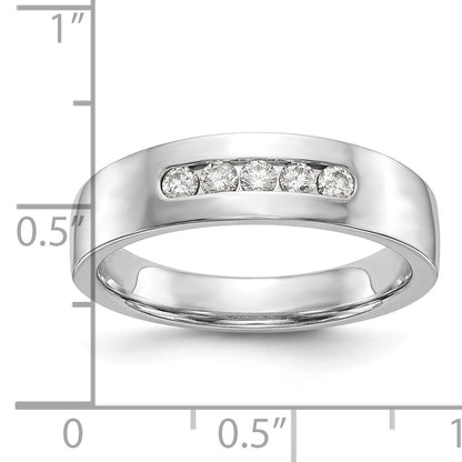 0.25ct. CZ Solid Real 14K White Gold 5-Stone Men's Channel Wedding Band Ring