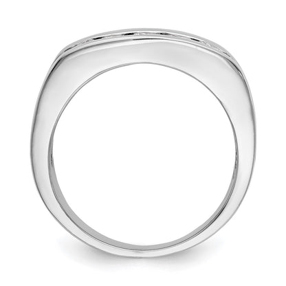 14K White Gold 5-Stone Real Diamond Men's Channel Band