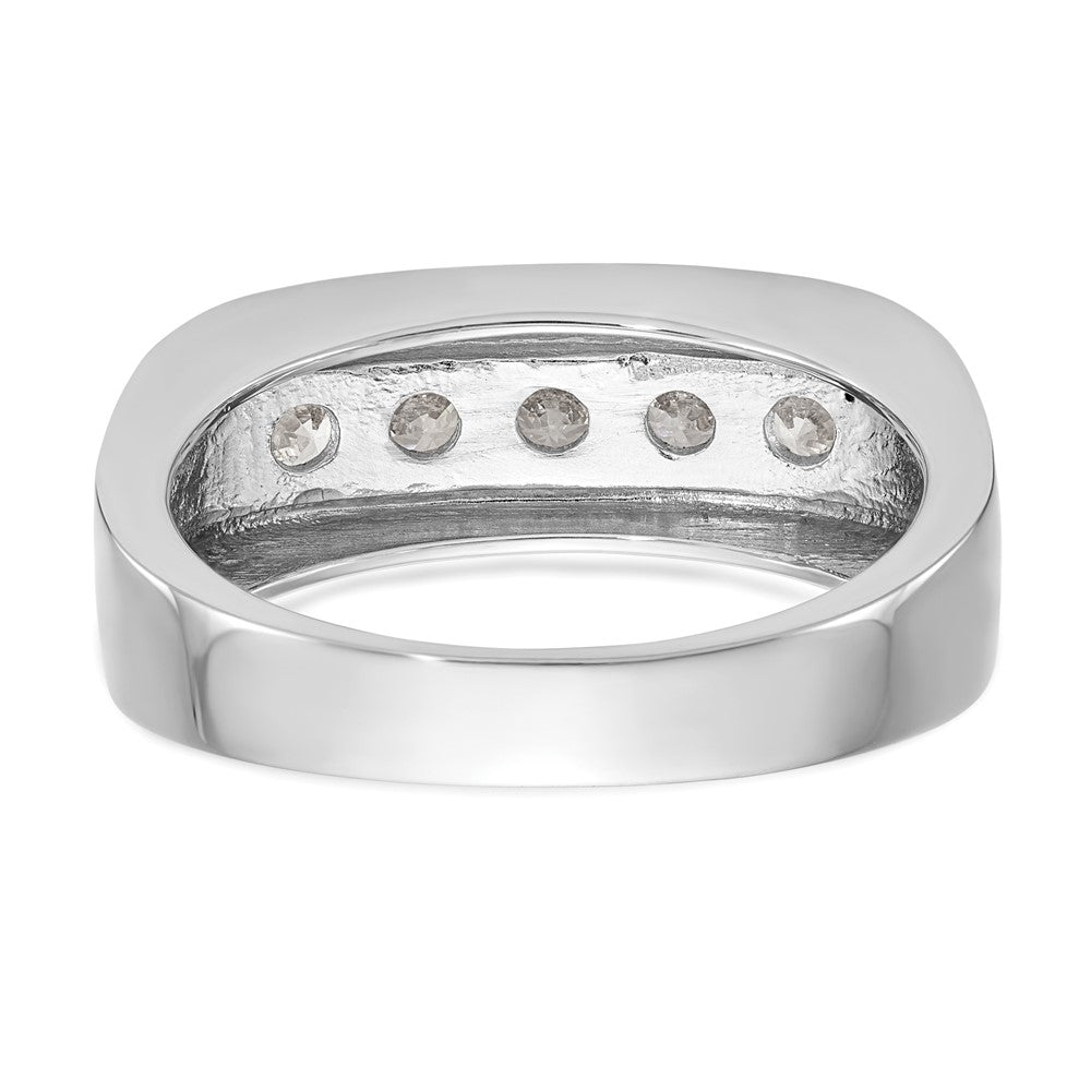 14K White Gold 5-Stone Real Diamond Men's Channel Band