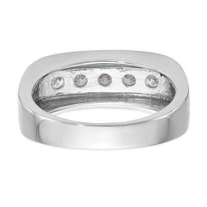 14K White Gold 5-Stone Real Diamond Men's Channel Band
