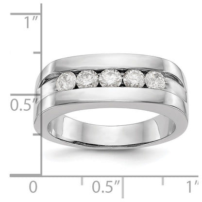 14K White Gold 5-Stone Real Diamond Men's Channel Band