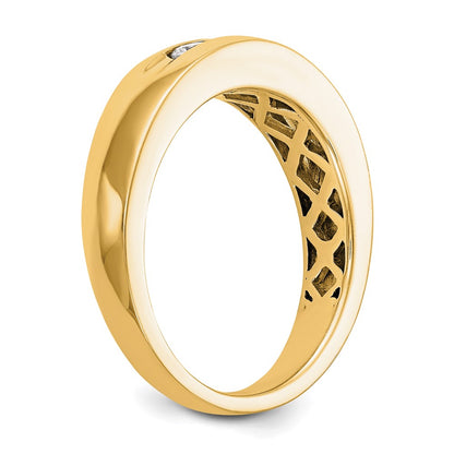 0.50ct. CZ Solid Real 14K Yellow Gold 5-Stone Men's Channel Wedding Band Ring