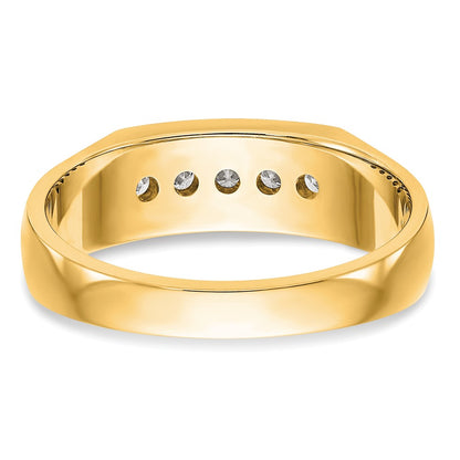14K Yellow Gold 5-Stone Real Diamond Men's Channel Band