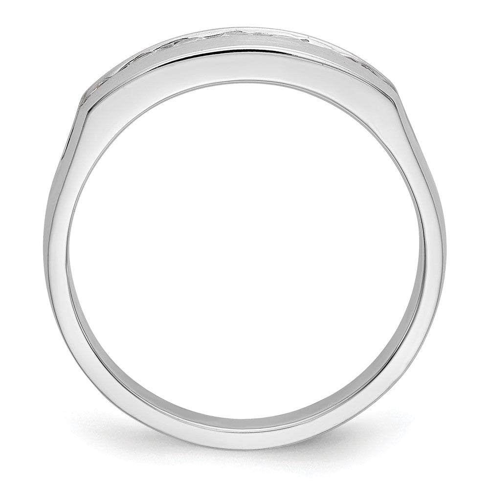 14K White Gold Real Diamond Men's Band