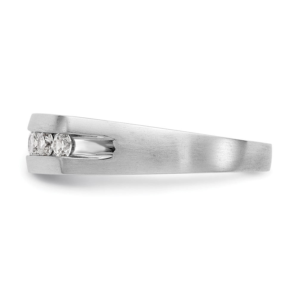 14K White Gold Real Diamond Men's Band