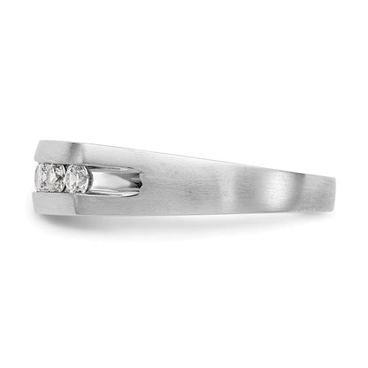 14K White Gold Real Diamond Men's Band