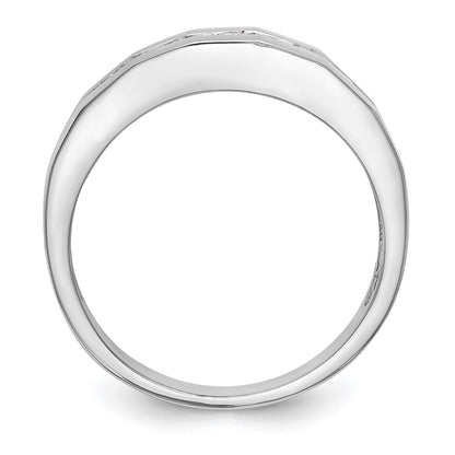 14K White Gold Real Diamond Men's Band