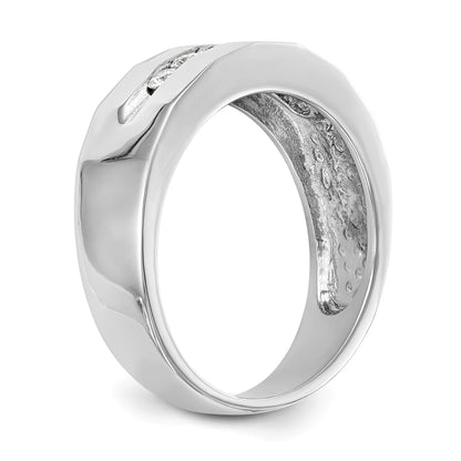 0.35ct. CZ Solid Real 14K White Gold Men's Wedding Band Ring