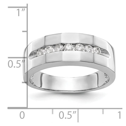 14K White Gold Real Diamond Men's Band