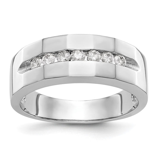 14k White Gold 7-Stone 1/3 carat Diamond Complete Mens Channel Band