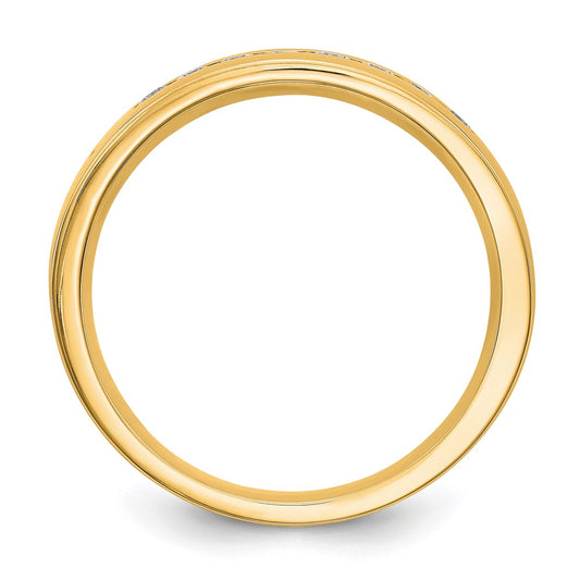 14K Yellow Gold Real Diamond Men's Band