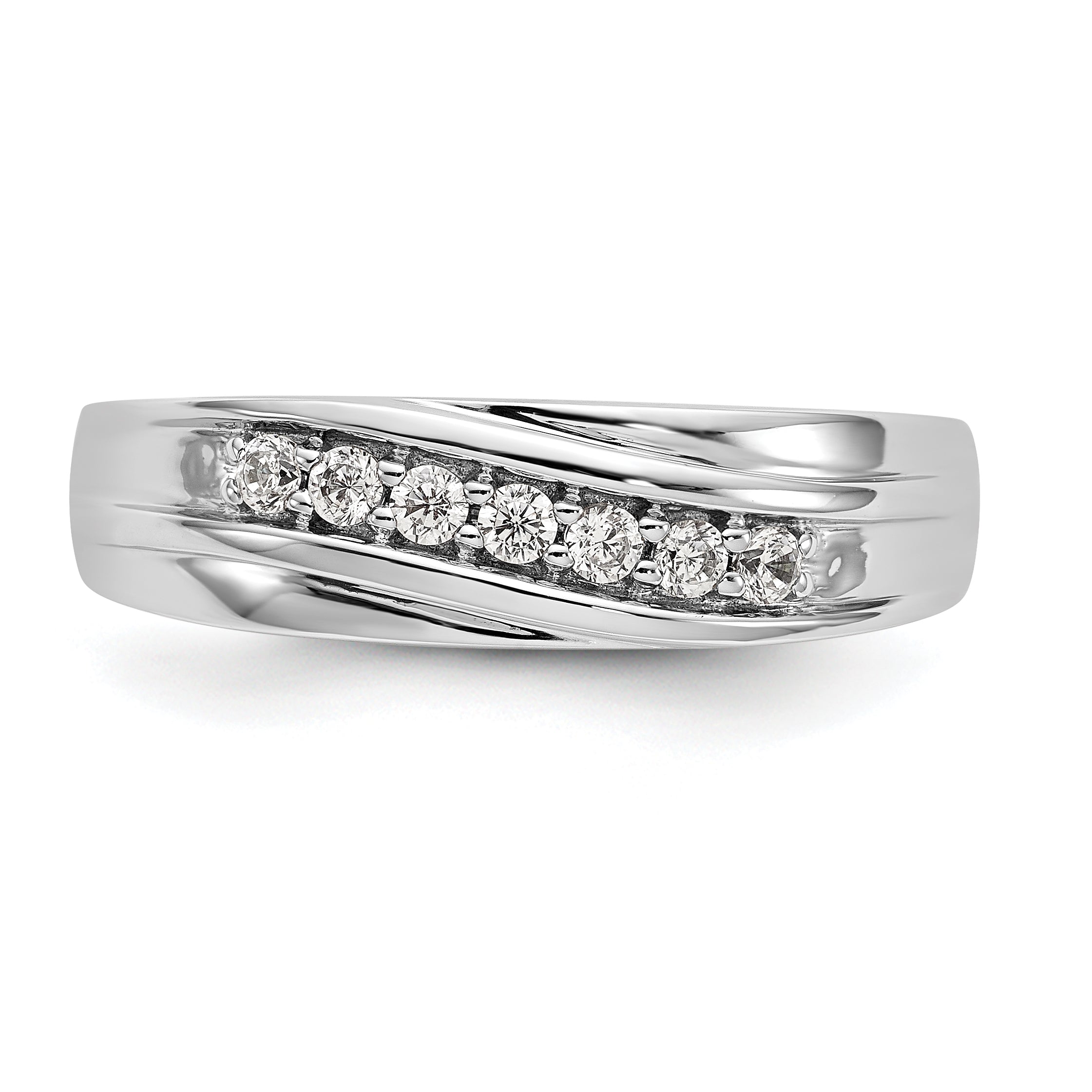 0.25ct. CZ Solid Real 14K White Gold Men's Wedding Band Ring