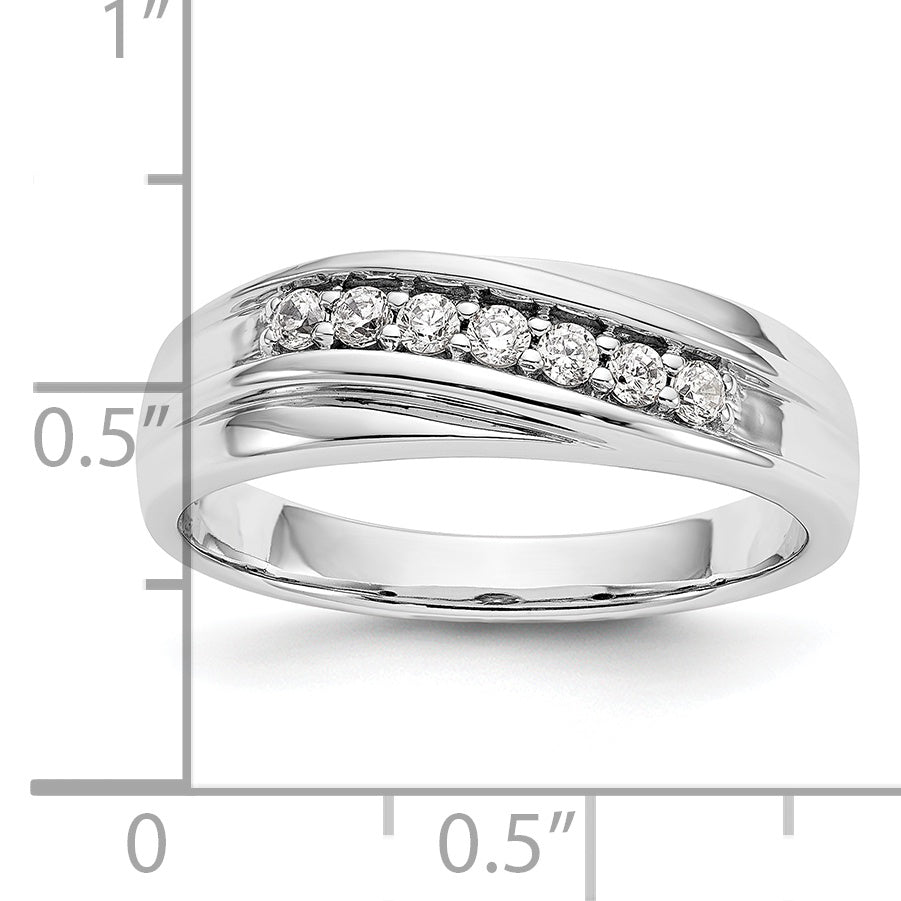 0.25ct. CZ Solid Real 14K White Gold Men's Wedding Band Ring