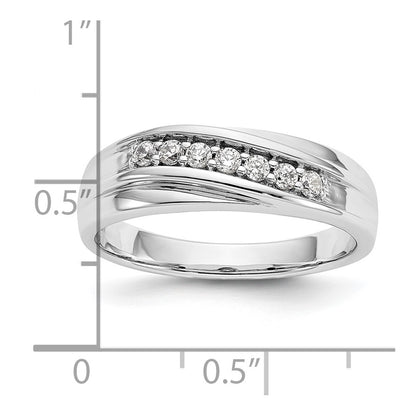 14K White Gold Real Diamond Men's Band