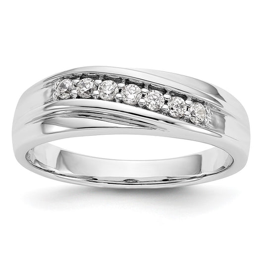 14k White Gold 7-Stone 1/4 carat Diamond Complete Mens Band