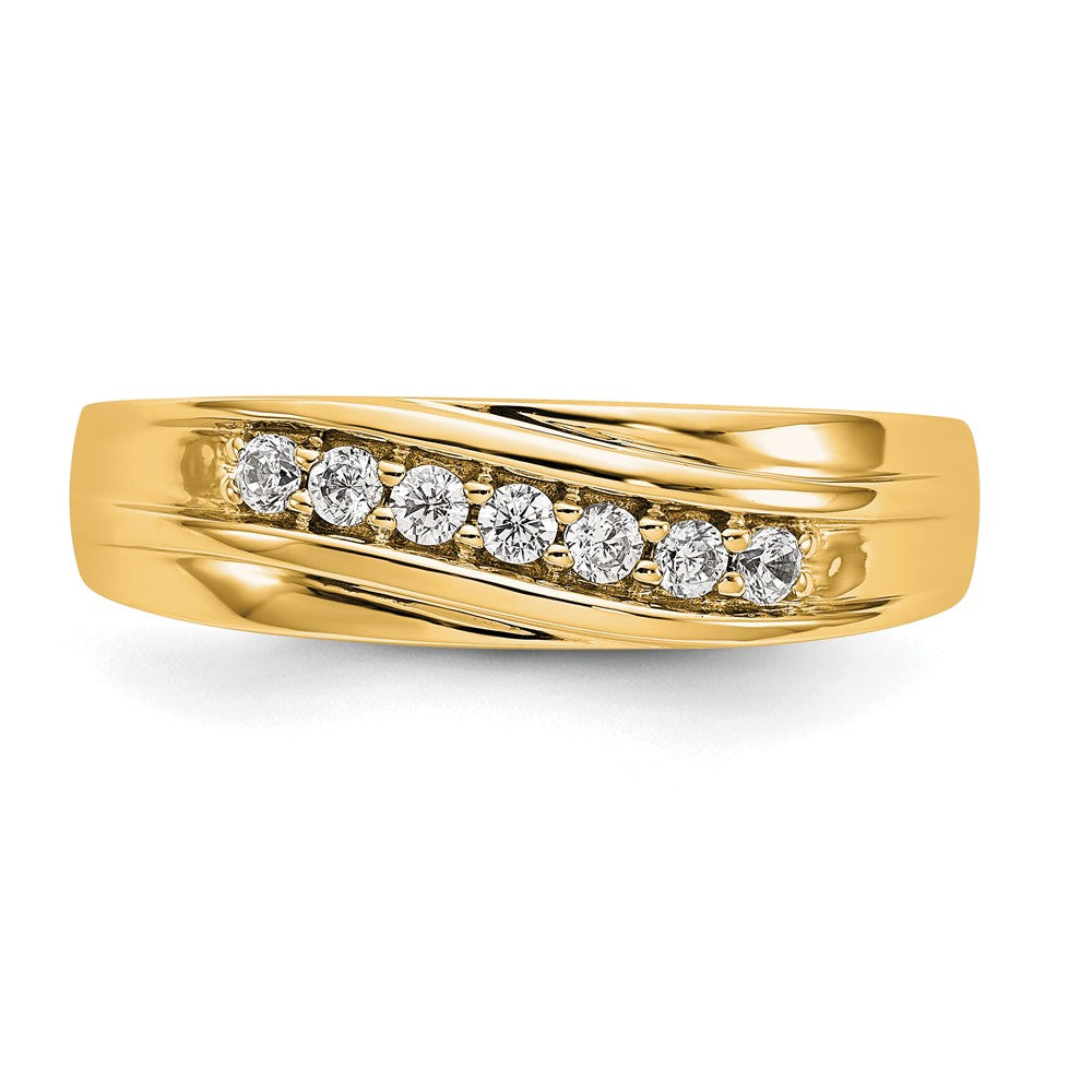 0.25ct. CZ Solid Real 14K Yellow Gold Men's Wedding Band Ring