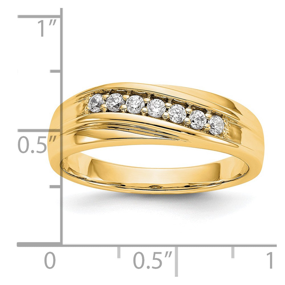 0.25ct. CZ Solid Real 14K Yellow Gold Men's Wedding Band Ring