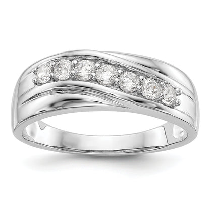 0.49ct. CZ Solid Real 14K White Gold Men's Wedding Band Ring