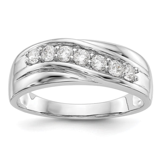 14k White Gold 7-Stone 1/2 carat Diamond Complete Mens Band