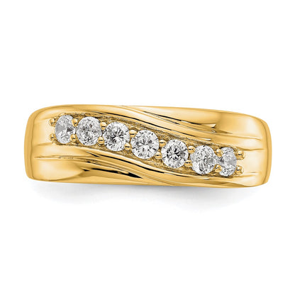 14k Yellow Gold 7-Stone 1/2 carat Diamond Complete Mens Band
