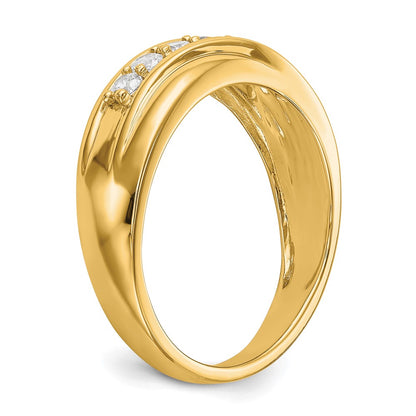 14k Yellow Gold 7-Stone 1/2 carat Diamond Complete Mens Band