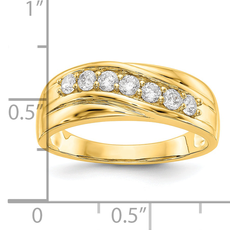 0.49ct. CZ Solid Real 14K Yellow Gold Men's Wedding Band Ring