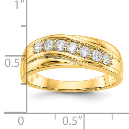 0.49ct. CZ Solid Real 14K Yellow Gold Men's Wedding Band Ring