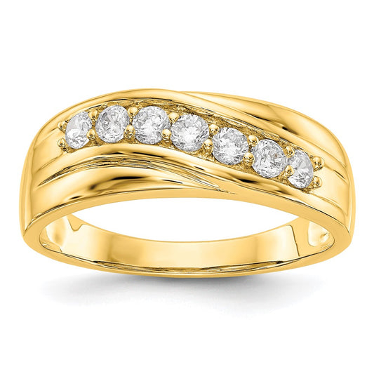 14k Yellow Gold 7-Stone 1/2 carat Diamond Complete Mens Band