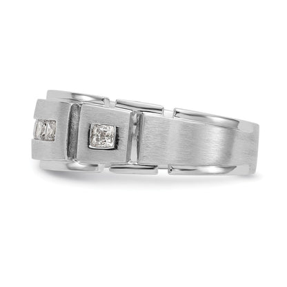 14K White Gold Real Diamond Men's Band