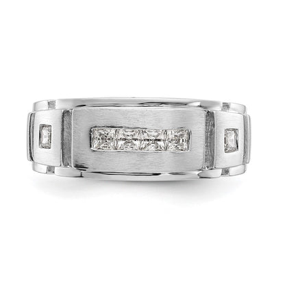 14K White Gold Real Diamond Men's Band