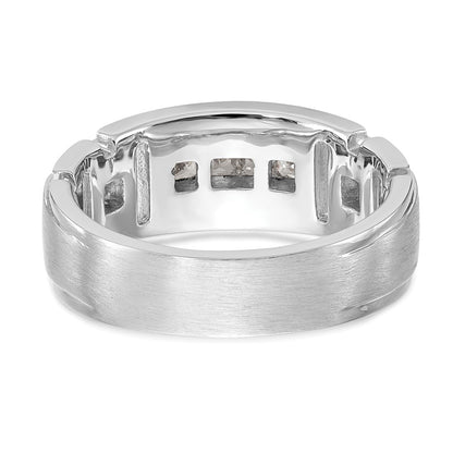 14K White Gold Real Diamond Men's Band