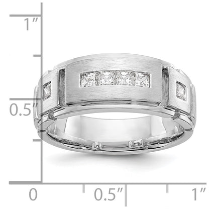 14K White Gold Real Diamond Men's Band