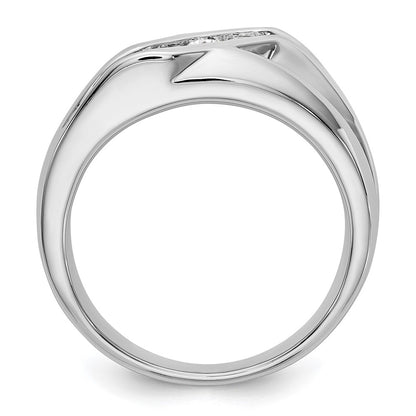 14k White Gold 3-Stone 1/3 carat Diamond Complete Mens Ring