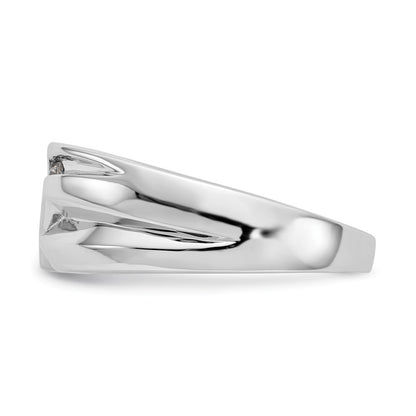 14k White Gold 3-Stone 1/3 carat Diamond Complete Mens Ring