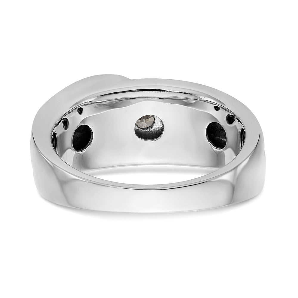 14k White Gold 3-Stone 1/3 carat Diamond Complete Mens Ring