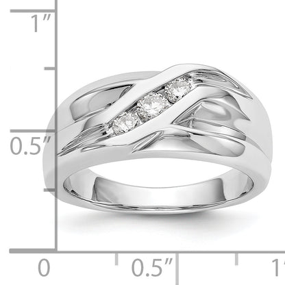 0.34ct. CZ Solid Real 14K White Gold Men's Wedding Band Ring