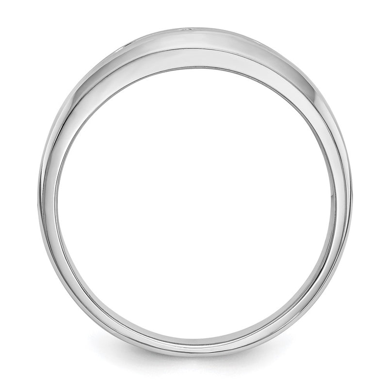 14K White Gold Real Diamond Men's Band