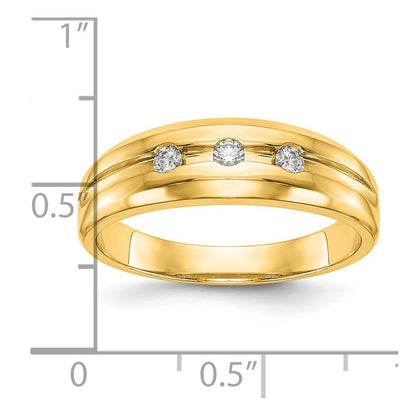 14K Yellow Gold Real Diamond Men's Band