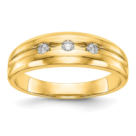 10k Yellow Gold Men's Real Diamond Band