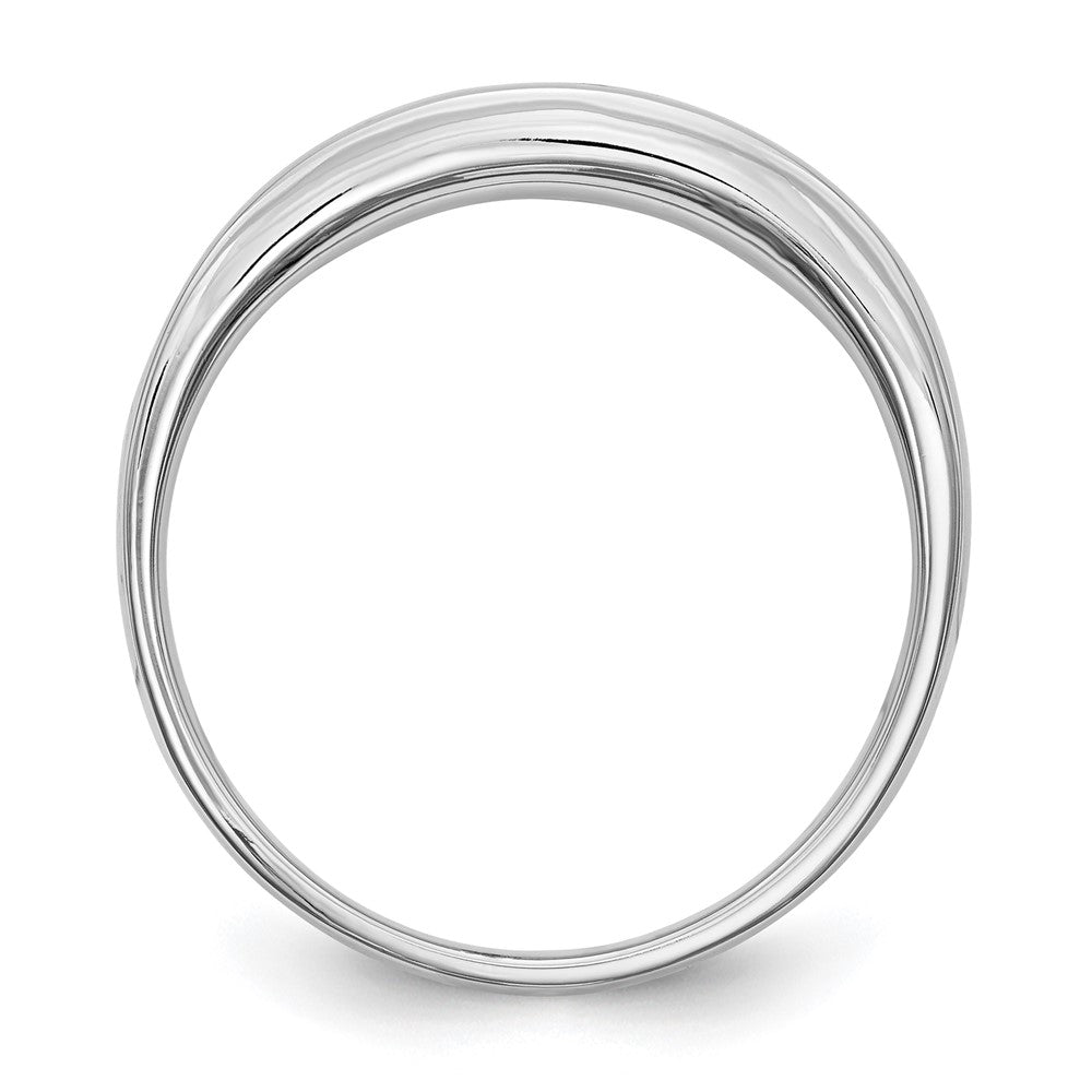 14K White Gold Real Diamond Men's Band