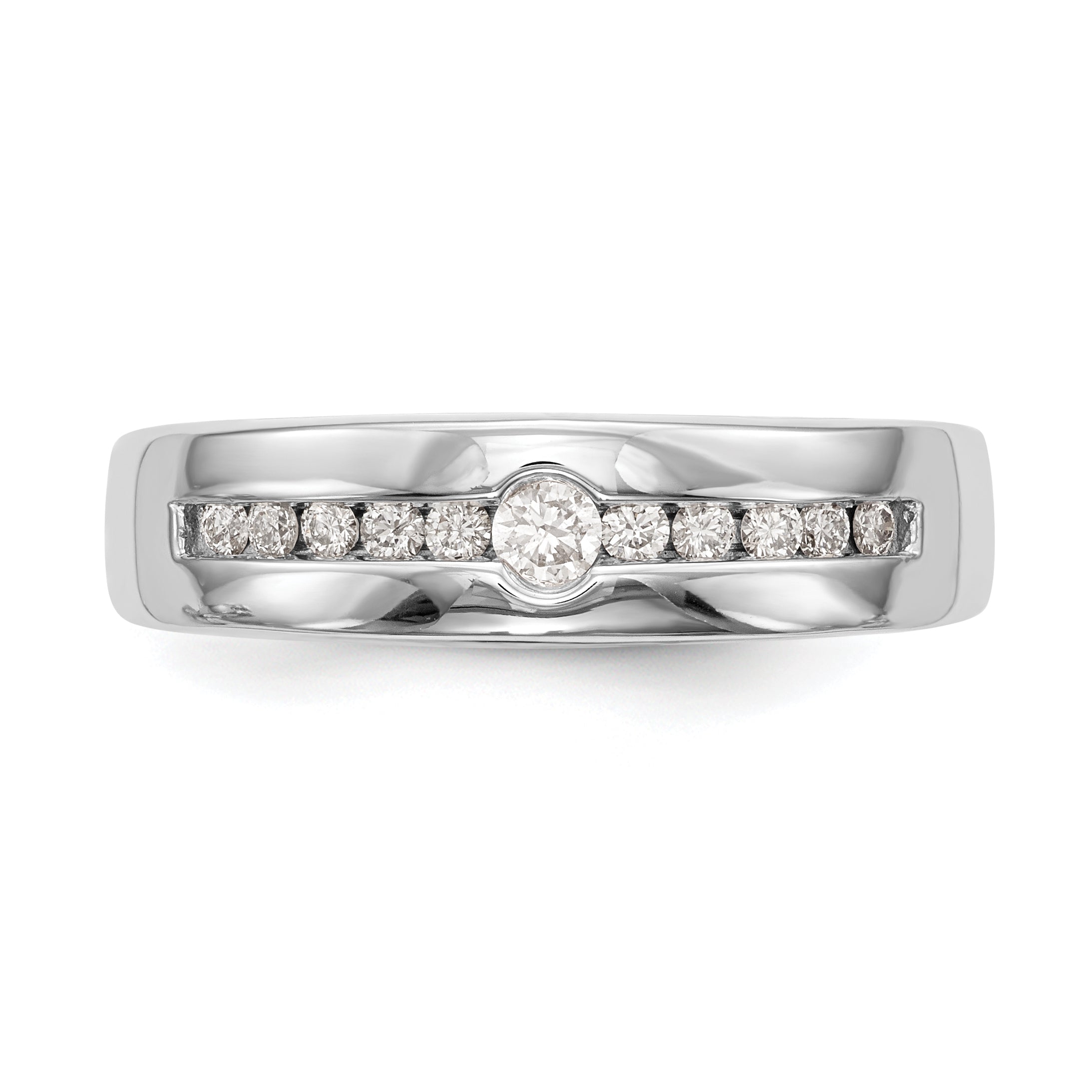 0.27ct. CZ Solid Real 14K White Gold Men's Wedding Band Ring