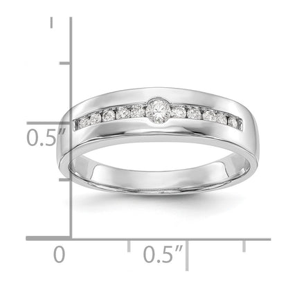 14K White Gold Real Diamond Men's Band