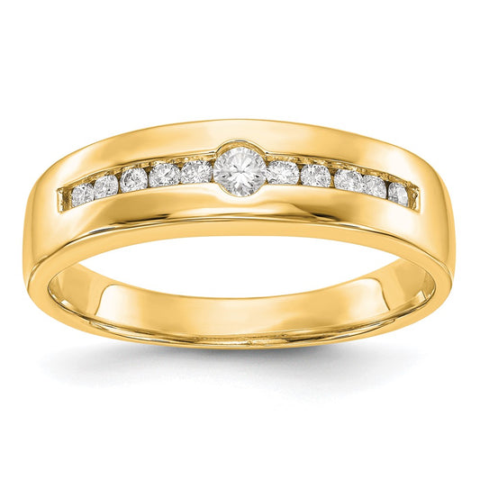 14K Yellow Gold Real Diamond Men's Band