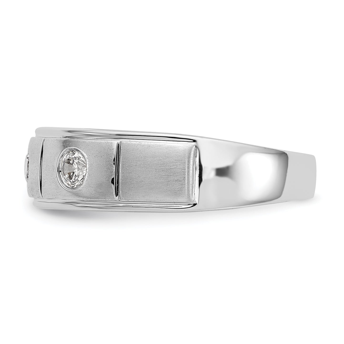 0.35ct. CZ Solid Real 14K White Gold Men's Wedding Band Ring