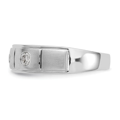 14K White Gold Real Diamond Men's Band